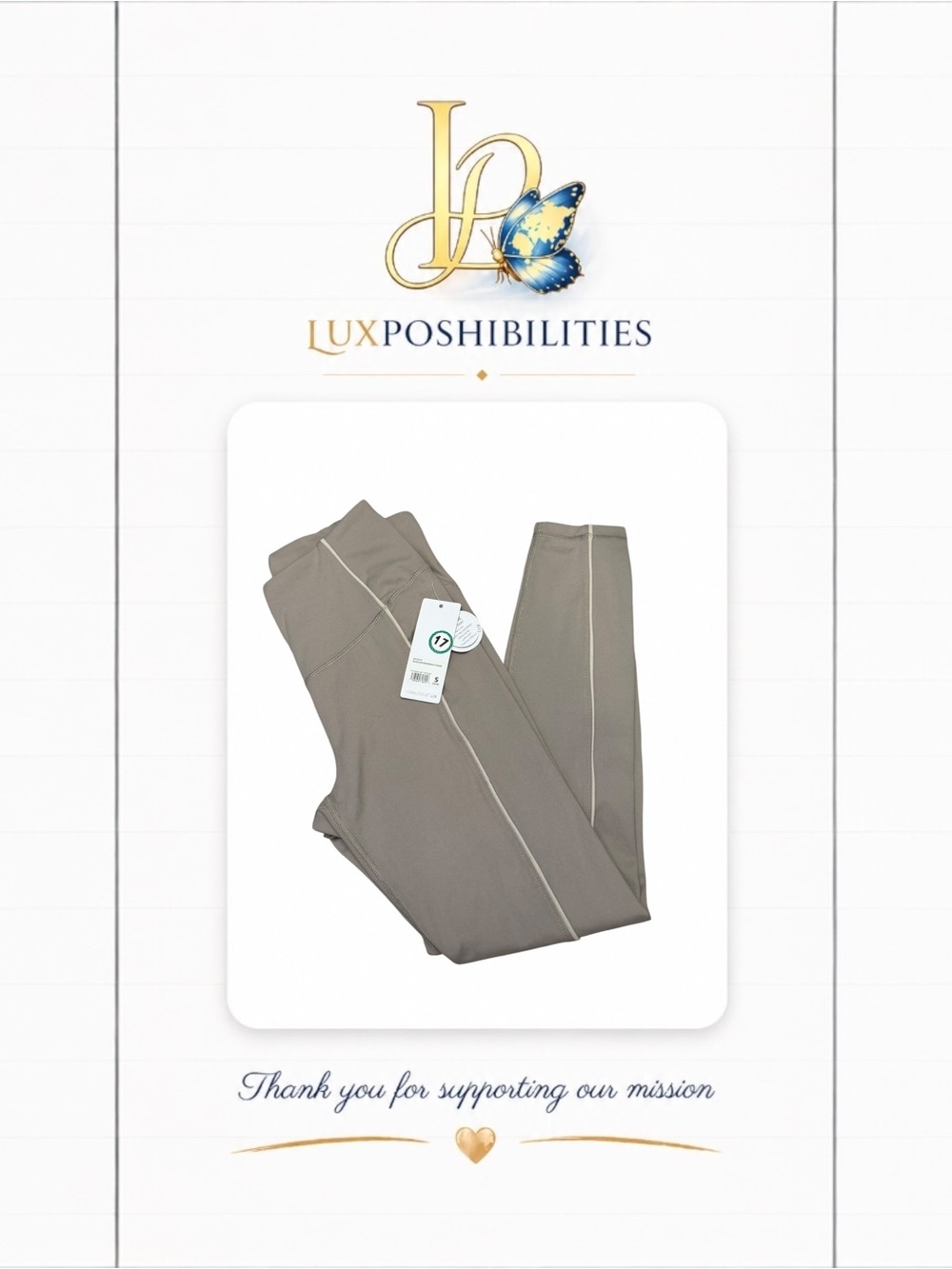 Beyond Yoga Taupe Leggings with Contrast Seam